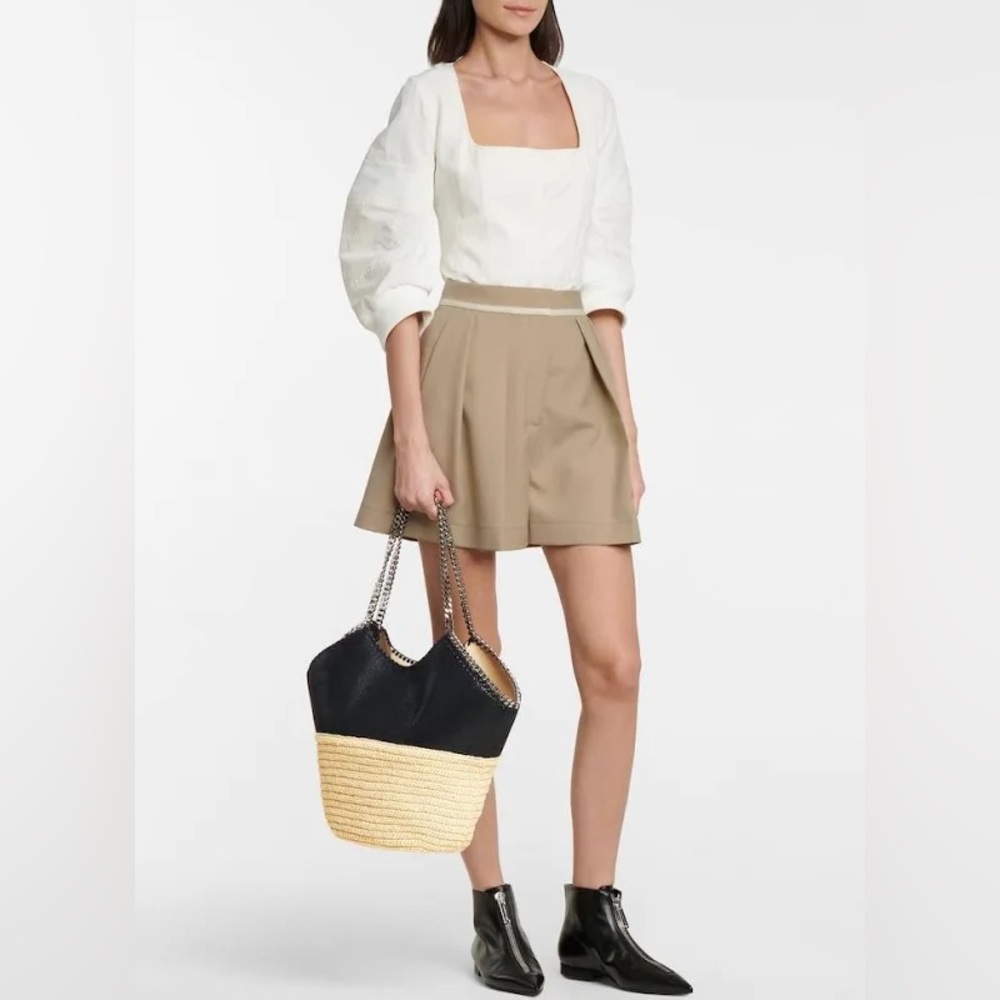 Stella McCartney Black ‘Falabella’ Medium Raffia Tote Bag